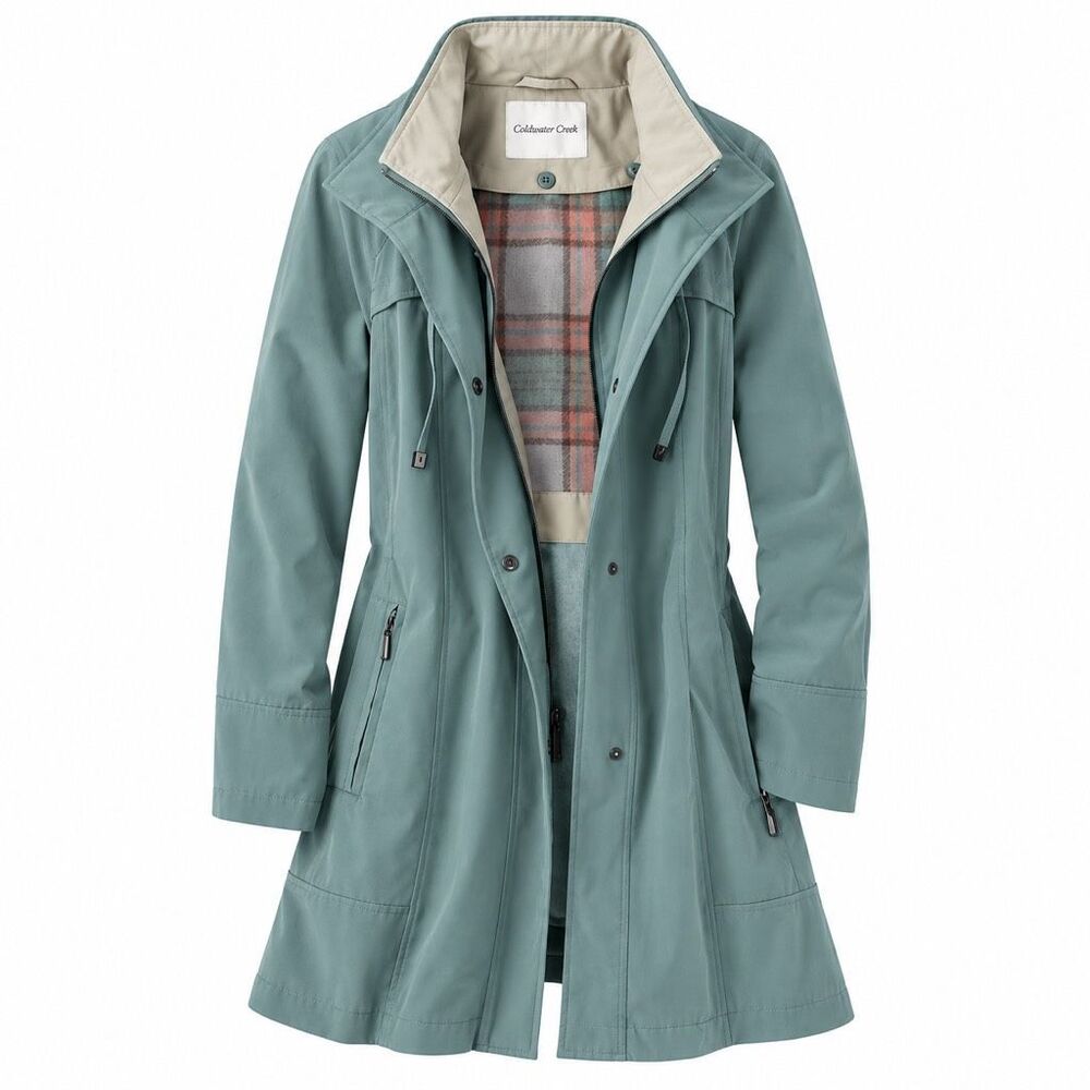 Coldwater Creek $244 Women's All-Season Water Repellent Jacket shale green XL NE